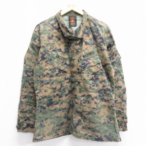 古着 長袖 ミリタリー ジャケット メンズ USマリーンズ USMC デジタルカモ マーパットカモ 茶系他 ブラウン 迷彩 Lサイズ 中古 中古 古着