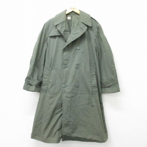 古着 長袖 ビンテージ ミリタリー レイン コート メンズ 70年代 70s ロング丈 USA製 濃緑 グリーン spe Lサイズ 中古 アウター 中古 古着