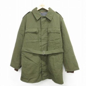 古着 長袖 ミリタリー ジャケット メンズ チェコ軍 OTAVAN TREBON ロング丈 緑 グリーン 内側ボア XLサイズ 中古 アウター フ 中古 古着