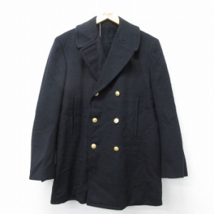 古着 長袖 ミリタリー コート メンズ 80年代 80s NAVAL ロング丈 USA製 黒 ブラック 内側ボア Mサイズ 中古 アウター 中古 古着