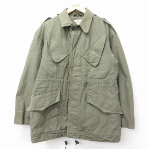 古着 長袖 ミリタリー ジャケット メンズ 80年代 80s オランダ軍 コットン 緑系 グリーン Mサイズ 中古 アウター フライト 中古 古着