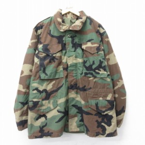 古着 長袖 ミリタリー フィールド ジャケット メンズ 90年代 90s M-65 ウッドランドカモ USA製 緑 グリーン 迷彩 Lサイズ 中古 中古 古着