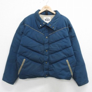 古着 ウールリッチ WOOLRICH 長袖 ダウン ジャケット メンズ 80年代 80s 大きいサイズ USA製 紺 ネイビー spe XLサイズ 中古  中古 古着