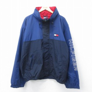 古着 トミーヒルフィガー TOMMY HILFIGER 長袖 ブランド ナイロン ジャケット メンズ 90年代 90s ワンポイントロゴ 大きいサイ 中古 古着