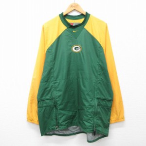 古着 ナイキ NIKE 長袖 ナイロン ジャケット メンズ 00年代 00s NFL グリーンベイパッカーズ ツートンカラー ラグラン クルー 中古 古着