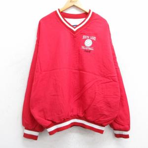 古着 ホロウェイ 長袖 ナイロン ジャケット メンズ 90年代 90s バレーボール サウスルイス 大きいサイズ Vネック USA製 赤 レ 中古 古着