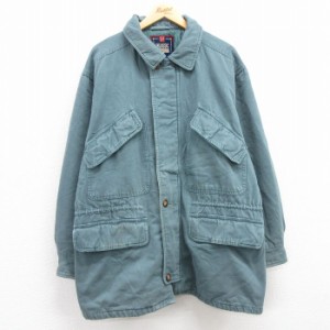 古着 ギャップ GAP 長袖 ジャケット メンズ 90年代 90s ロング丈 コットン 紺系 ネイビー 内側キルティング spe XLサイズ 中古 中古 古着