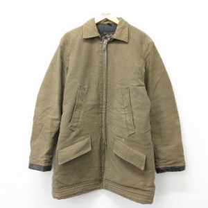 古着 キングサイズ 長袖 ビンテージ コート メンズ 60年代 60s ロング丈 緑 グリーン 内側キルティング Lサイズ 中古 アウター 中古 古着