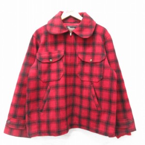 古着 ウールリッチ WOOLRICH 長袖 ビンテージ ウール ジャケット メンズ 50年代 50s タロン 赤 レッド チェック 内側キルティ 中古 古着