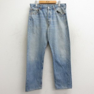 古着 ジーンズ Levis リーバイス 501 メンズ 00年代 00s ヒゲ コットン 紺 ネイビー デニム W34 中古 ボトムス ジーパン Gパン 中古 古着