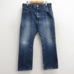 古着 ジーンズ Levis リーバイス 517 メンズ ブーツカット ヒゲ コットン 紺 ネイビー デニム W34 中古 ボトムス ジーパン Gパ 中古 古着