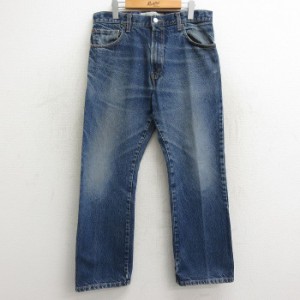 古着 ジーンズ Levis リーバイス 517 メンズ ブーツカット ヒゲ コットン 紺 ネイビー デニム W34 中古 ボトムス ジーパン Gパ 中古 古着