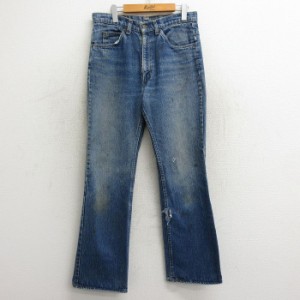 古着 ジーンズ Levis リーバイス 517 メンズ 90年代 90s ブーツカット ヒゲ USA製 紺 ネイビー デニム W32 中古 ボトムス ジー 中古 古着