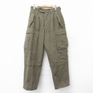 古着 ビンテージ ミリタリー カーゴ パンツ メンズ 60年代 60s ドイツ軍 ウール 緑系 グリーン spe W28 中古 ボトムス ロング 中古 古着