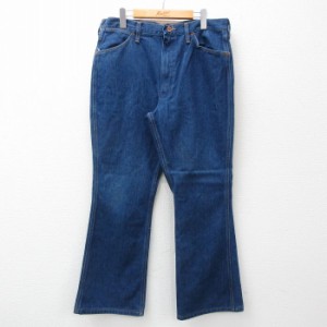 古着 ラングラー Wrangler ジーンズ メンズ 80年代 80s フレア 紺 ネイビー デニム W34 中古 ボトムス ジーパン Gパン ロング  中古 古着