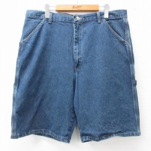 古着 ラングラー Wrangler ショート ペインター パンツ ショーツ メンズ コットン 紺 ネイビー デニム W36 中古 ボトムス 短パ 中古 古着