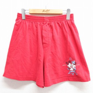 古着 ショート パンツ ショーツ メンズ 90年代 90s ディズニー DISNEY ミッキー MICKEY MOUSE ミニー 赤 レッド W32 中古 ボト 中古 古着