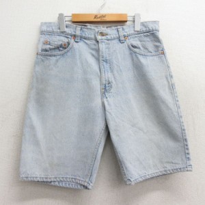 古着 リーバイス Levis 550 ショート パンツ ショーツ メンズ 90年代 90s ヒゲ コットン USA製 薄紺 ネイビー デニム W33 中古 中古 古着