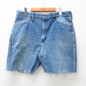 古着 ラングラー Wrangler ショート パンツ ショーツ メンズ 80年代 80s ヒゲ USA製 紺 ネイビー デニム W36 中古 ボトムス 短 中古 古着