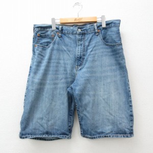 古着 リーバイス Levis 569 ショート パンツ メンズ 00年代 00s ヒゲ コットン 紺 ネイビー デニム W37 中古 ボトムス 短パン  中古 古着