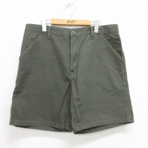 古着 カーハート Carhartt ショート パンツ ショーツ メンズ ダック地 コットン 濃緑 グリーン W38 中古 ボトムス 短パン ショ 中古 古着