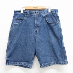 古着 ラングラー Wrangler ショート ペインター パンツ ショーツ メンズ コットン 紺 ネイビー デニム W35 中古 ボトムス 短パ 中古 古着