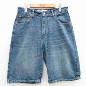 古着 リーバイス Levis 569 ショート パンツ ショーツ メンズ ヒゲ コットン 紺 ネイビー デニム W30 中古 ボトムス 短パン シ 中古 古着