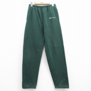 古着 チャンピオン champion スウェット パンツ メンズ 90年代 90s ワンポイントロゴ USA製 緑 グリーン W32 中古 ボトムス ロ 中古 古着