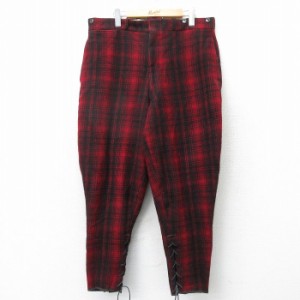 古着 ウールリッチ WOOLRICH ビンテージ ハンティング パンツ メンズ 70年代 70s タロン 赤他 レッド チェック W37 中古 ボト 中古 古着