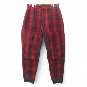 古着 ウールリッチ WOOLRICH ビンテージ ハンティング パンツ メンズ 70年代 70s ダブルニー ウール 赤他 レッド チェック W36 中古 古着