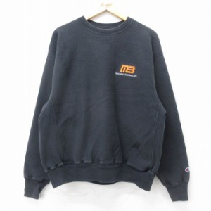 古着 長袖 チャンピオン Champion リバースウィーブ メンズ 00年代 00s Manafort Brothers クルーネック 黒 ブラック XLサイズ 中古 古着