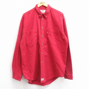 古着 リーバイス Levis 長袖 ブランド シャツ メンズ 00年代 00s 大きいサイズ コットン 赤 レッド XLサイズ 中古 トップス 中古 古着