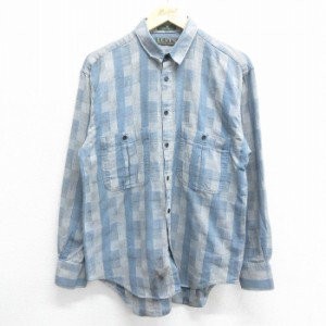 古着 リーバイス Levis 長袖 ブランド シャツ メンズ 90年代 90s コットン 紺他 ネイビー Lサイズ 中古 トップス 中古 古着