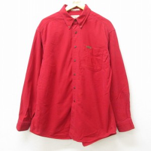 古着 ウールリッチ WOOLRICH 長袖 フランネル シャツ メンズ 00年代 00s ロング丈 ボタンダウン 赤 レッド XLサイズ 中古 トッ 中古 古着