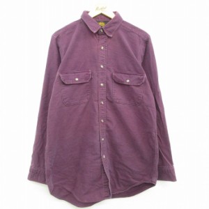 古着 ウールリッチ WOOLRICH 長袖 ヘビー フランネル シャツ メンズ 90年代 90s ロング丈 エンジ Lサイズ 中古 トップス 中古 古着