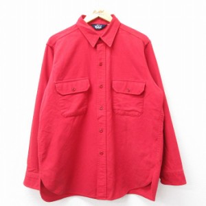 古着 ウールリッチ WOOLRICH 長袖 ヘビー フランネル シャツ メンズ 90年代 90s 大きいサイズ 赤 レッド XLサイズ 中古 トップ 中古 古着