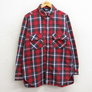 古着 ウールリッチ WOOLRICH 長袖 フランネル シャツ メンズ 90年代 90s 赤他 レッド チェック Lサイズ 中古 トップス 中古 古着