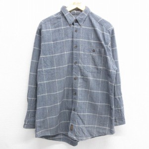 古着 ウールリッチ WOOLRICH 長袖 フランネル シャツ メンズ コットン ボタンダウン 紺 ネイビー 霜降り他 チェック XLサイズ  中古 古着