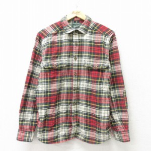 古着 ウールリッチ WOOLRICH 長袖 ヘビー フランネル シャツ メンズ コットン 赤他 レッド タータンチェック Lサイズ 中古 ト 中古 古着