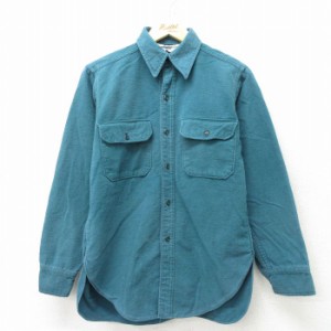 古着 ウールリッチ WOOLRICH 長袖 ヘビー フランネル シャツ メンズ 80年代 80s コットン 青緑 Mサイズ 中古 トップス 中古 古着