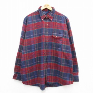 古着 ウールリッチ WOOLRICH 長袖 フランネル シャツ メンズ 90年代 90s 大きいサイズ ボタンダウン 紺他 ネイビー チェック X 中古 古着