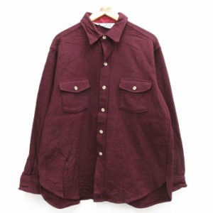 古着 ウールリッチ WOOLRICH 長袖 ウール シャツ メンズ 80年代 80s 大きいサイズ USA製 エンジ XLサイズ 中古 トップス 中古 古着