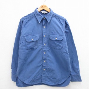 古着 ウールリッチ WOOLRICH 長袖 ヘビー フランネル シャツ メンズ 80年代 80s USA製 紺系 ネイビー Lサイズ 中古 トップス 中古 古着