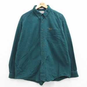 古着 ウールリッチ WOOLRICH 長袖 フランネル シャツ メンズ 00年代 00s 大きいサイズ コットン ボタンダウン 緑 グリーン XL 中古 古着