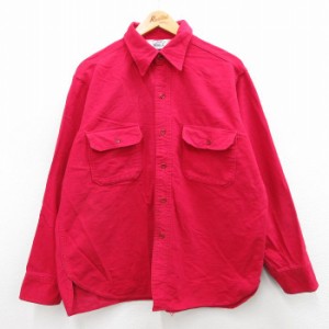 古着 ウールリッチ WOOLRICH 長袖 ヘビー フランネル シャツ メンズ 80年代 80s 大きいサイズ 赤 レッド XLサイズ 中古 トップ 中古 古着