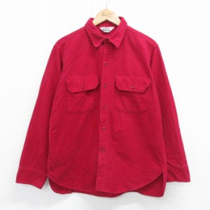 古着 ウールリッチ WOOLRICH 長袖 ヘビー フランネル シャツ メンズ 80年代 80s 赤 レッド Lサイズ 中古 トップス 中古 古着