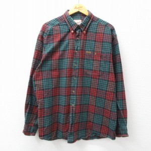 古着 ウールリッチ WOOLRICH 長袖 ヘビー フランネル シャツ メンズ 00年代 00s ワンポイントロゴ 大きいサイズ コットン ボタ 中古 古着