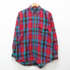 古着 ウールリッチ WOOLRICH 長袖 フランネル シャツ メンズ 90年代 90s ボタンダウン 赤他 レッド チェック XLサイズ 中古 ト 中古 古着