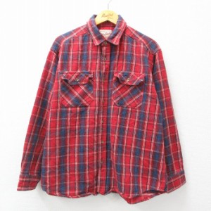 古着 ウールリッチ WOOLRICH 長袖 ヘビー フランネル シャツ メンズ 00年代 00s 大きいサイズ コットン 赤他 レッド チェック  中古 古着