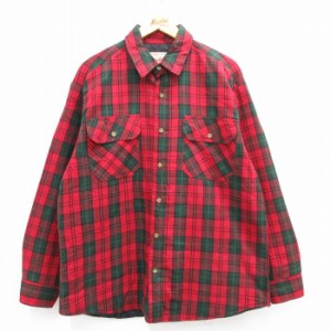 古着 ウールリッチ WOOLRICH 長袖 フランネル シャツ メンズ 00年代 00s コットン 赤他 レッド タータン チェック 内側キルテ 中古 古着